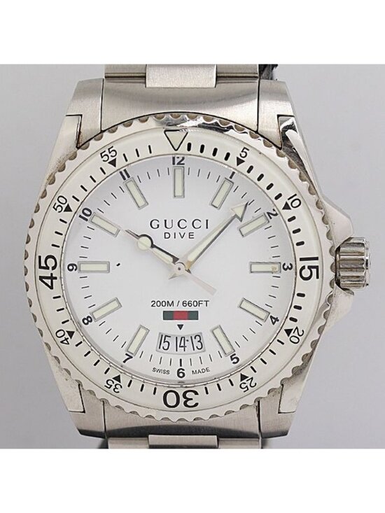 Gucci Dive 136.3 Quartz White Dial Date Watch Tam main image 4